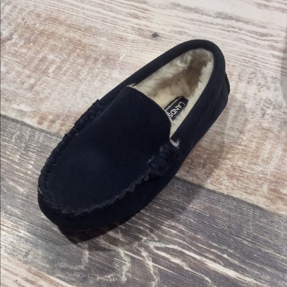 Suede/Sherpa Navy Blue Lands’end Sz 9 Infant Shoe - Picture 3 of 4